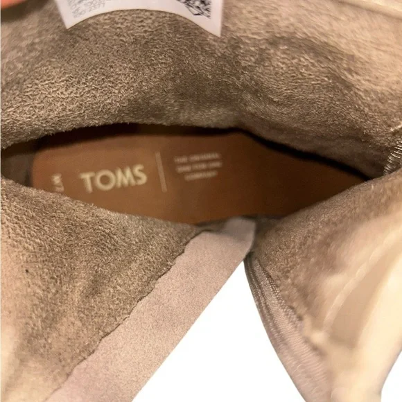 Toms Evie Floral Embroidered Suede Canvas Block Heel Boot Taupe Women's Size 7.5 - Picture 4 of 13